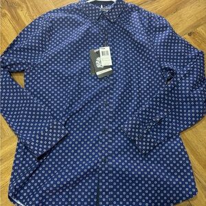 English Laundry Birdseye Blue Patterned Shirt